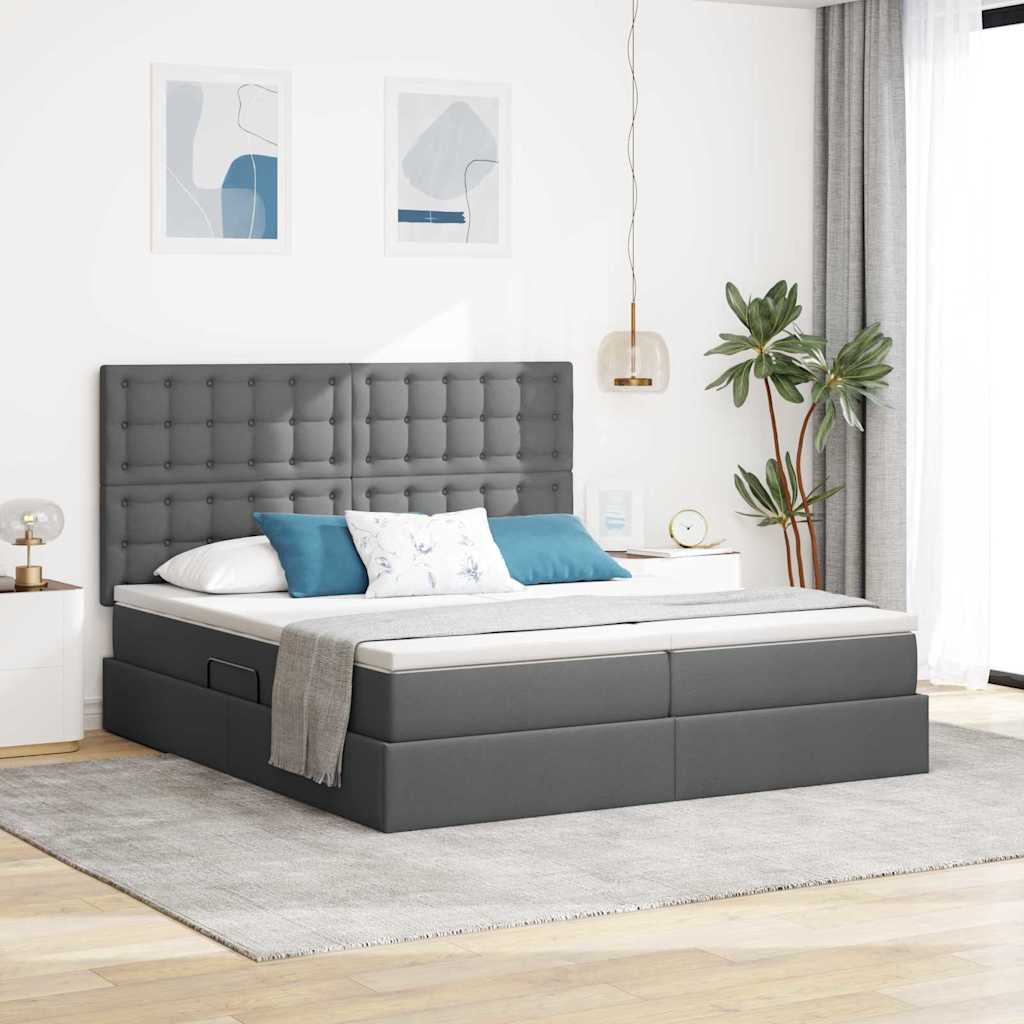 vidaXL Opslag bed met matras Lichtgrijs 200 x 200 cm Nep Leer