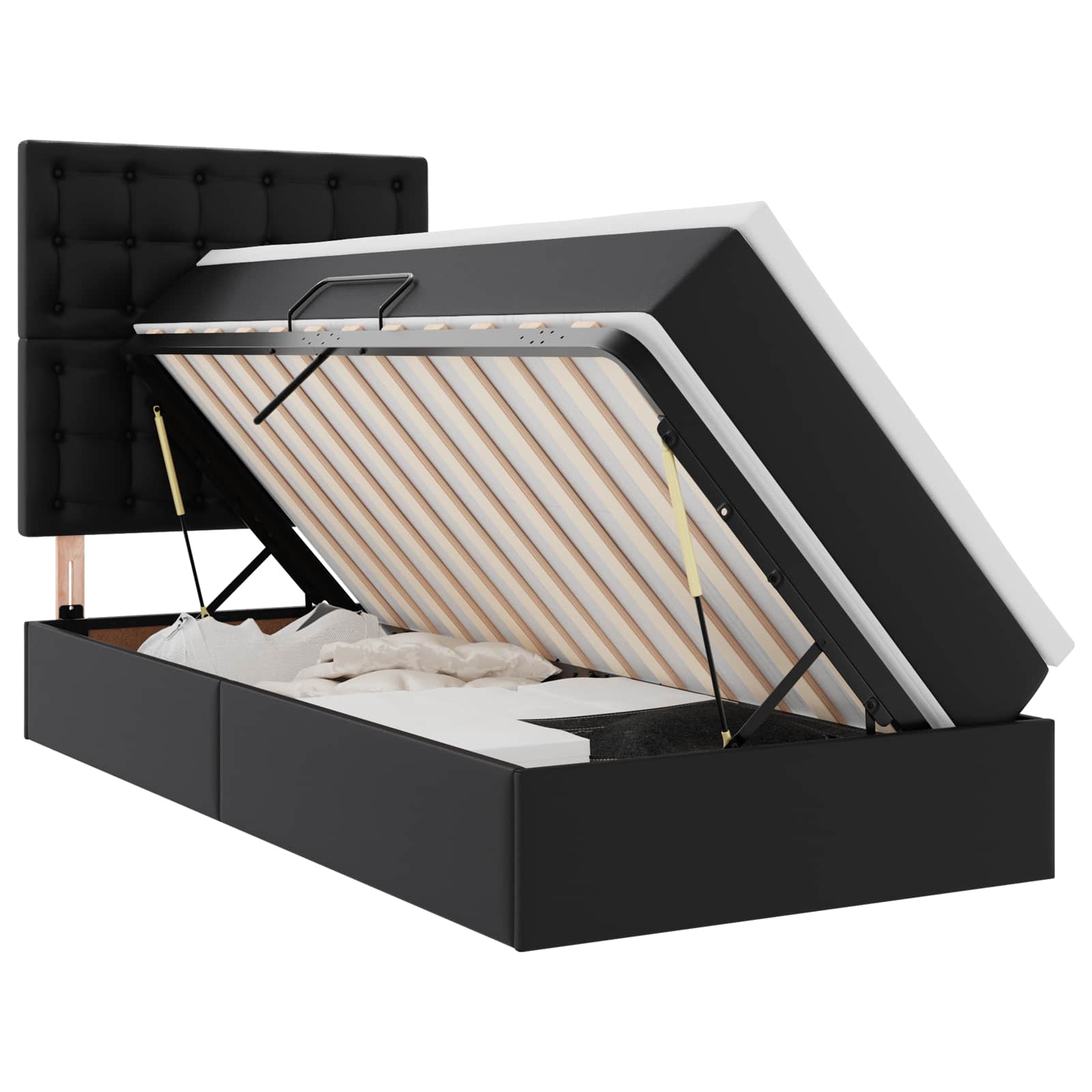 vidaXL Bed met LED -striplichten met hoofdeinde Zwart 120 x 200 cm PVC