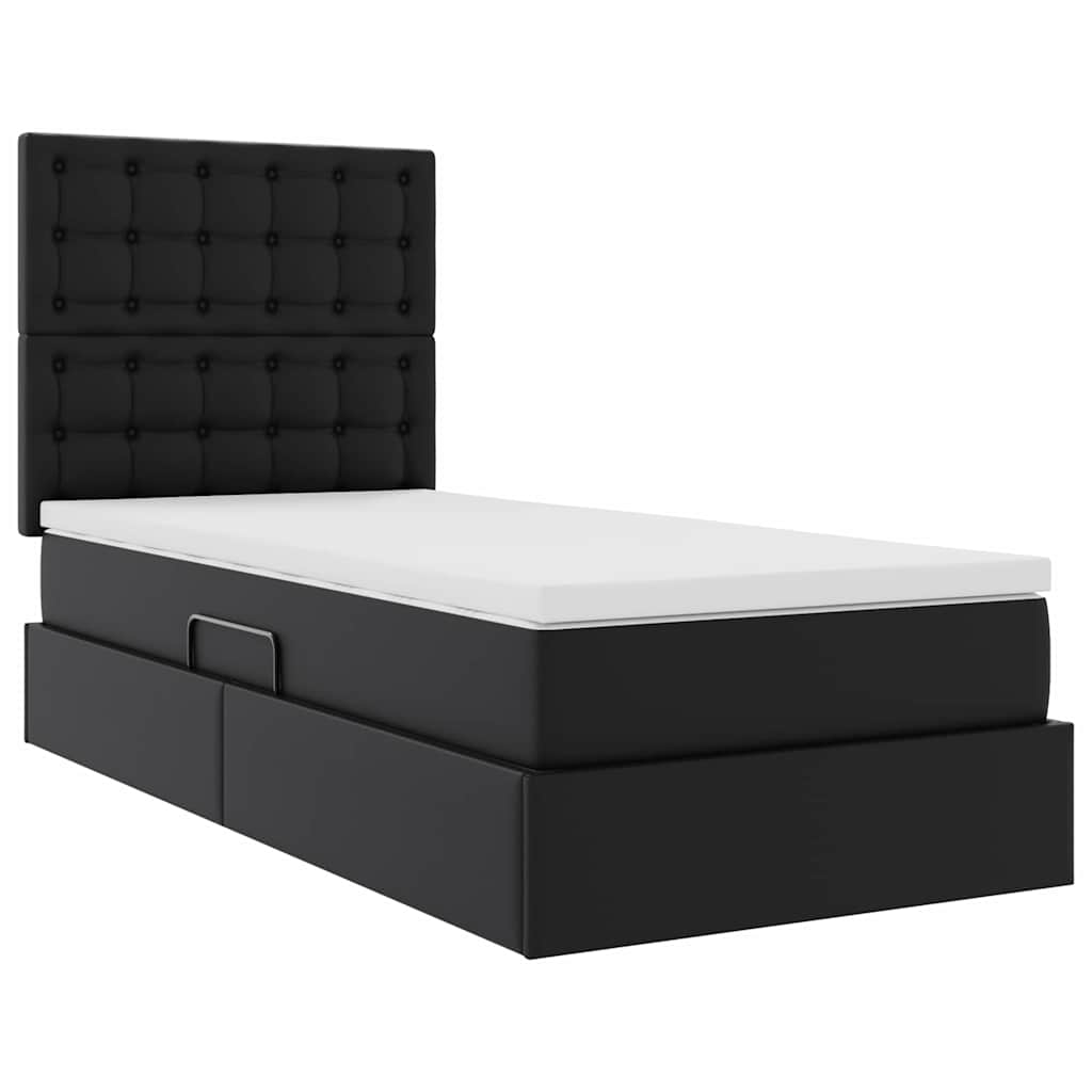 vidaXL Bed met LED -striplichten met hoofdeinde Zwart 120 x 200 cm PVC