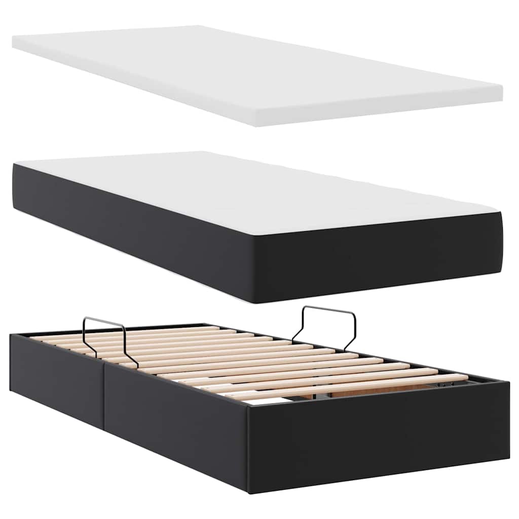 vidaXL Bed met LED -striplichten met hoofdeinde Zwart 120 x 200 cm PVC