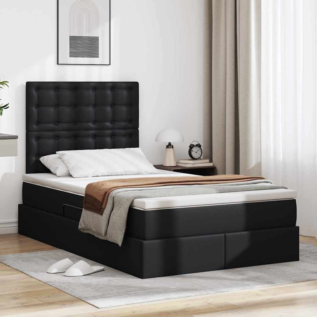 vidaXL Bed met LED -striplichten met hoofdeinde Zwart 120 x 200 cm PVC