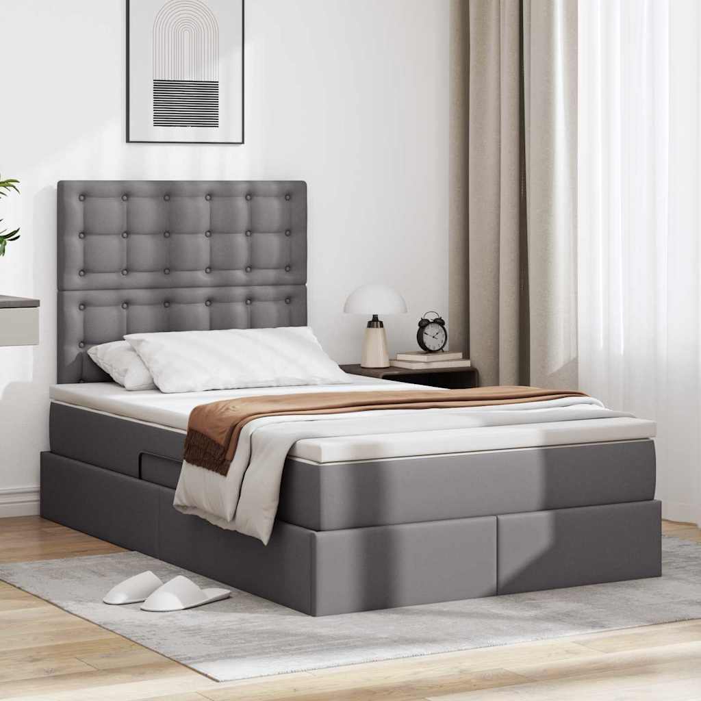 vidaXL Bed met LED -striplichten met hoofdeinde Zwart 120 x 200 cm PVC
