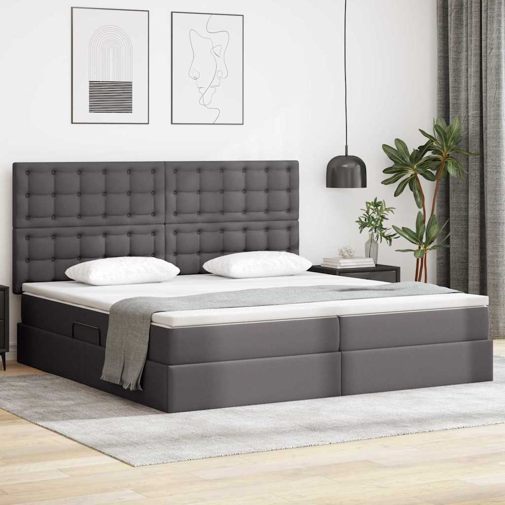 vidaXL Bed met LED -striplichten met hoofdeinde Zwart 120 x 200 cm PVC