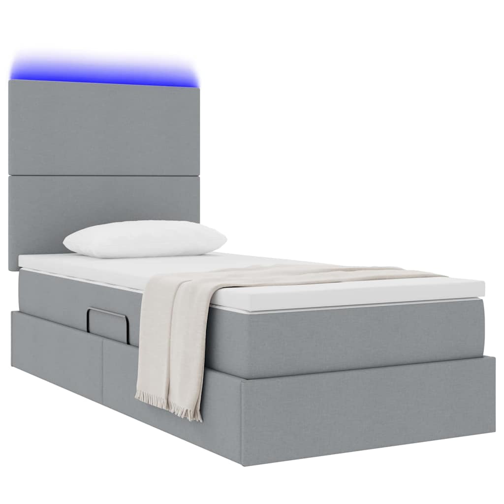 vidaXL Bed met LED -striplichten Lichtgrijs 120 x 200 cm Stof