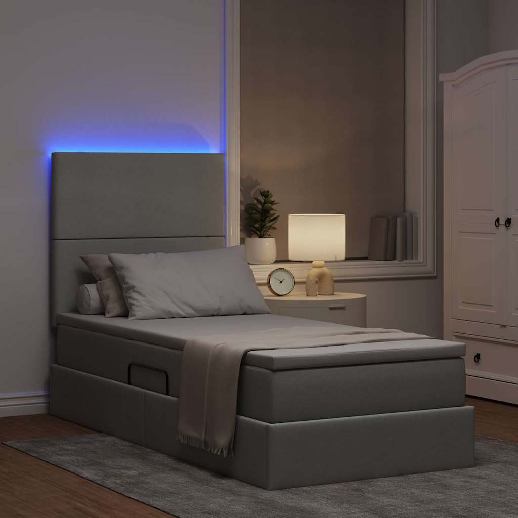 vidaXL Bed met LED -striplichten Lichtgrijs 120 x 200 cm Stof