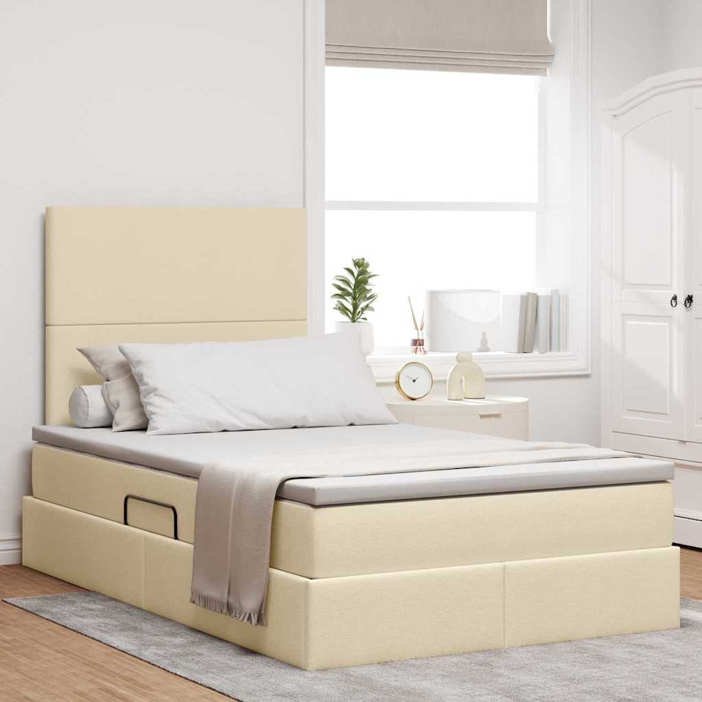 vidaXL Bed met LED -striplichten Lichtgrijs 120 x 200 cm Stof