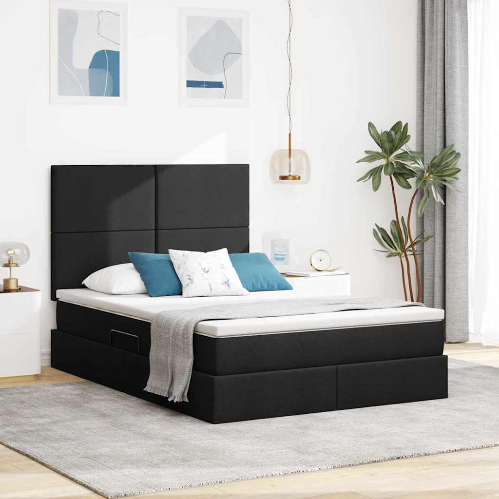 vidaXL Bed met LED -striplichten Lichtgrijs 120 x 200 cm Stof