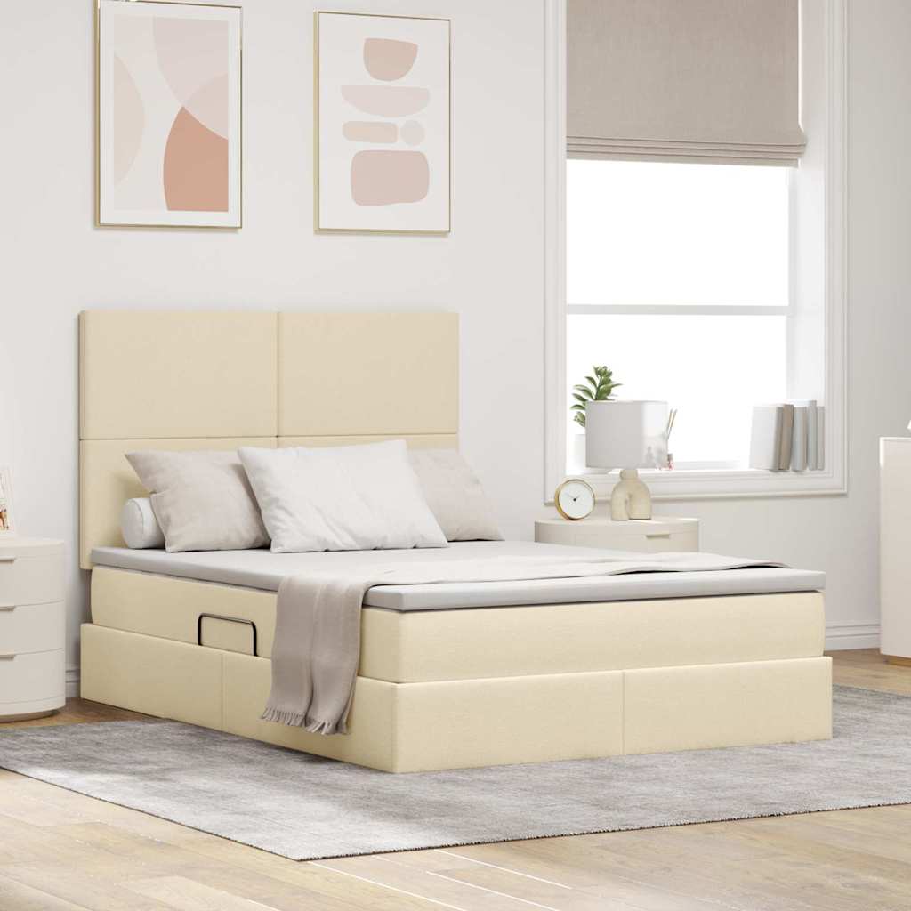 vidaXL Bed met LED -striplichten Lichtgrijs 120 x 200 cm Stof