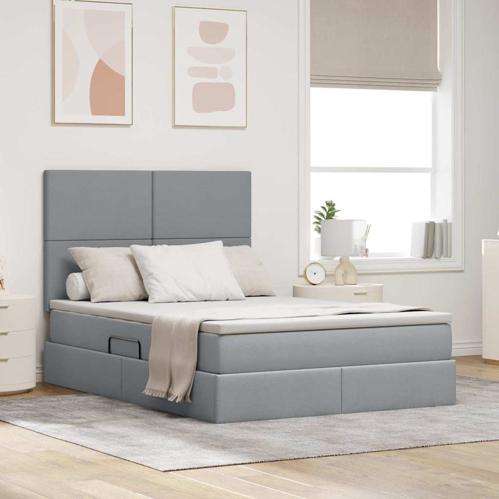 vidaXL Bed met LED -striplichten Lichtgrijs 120 x 200 cm Stof