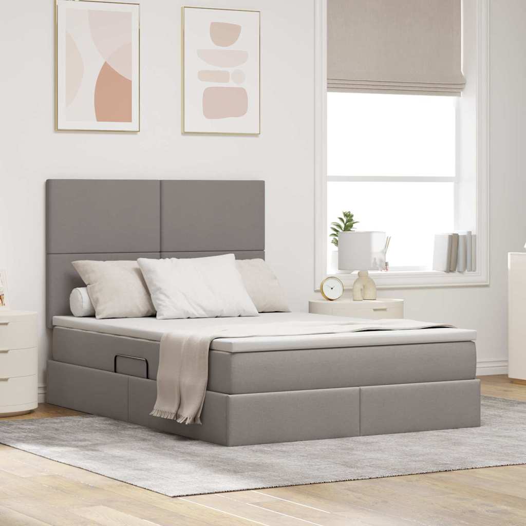 vidaXL Bed met LED -striplichten Lichtgrijs 120 x 200 cm Stof