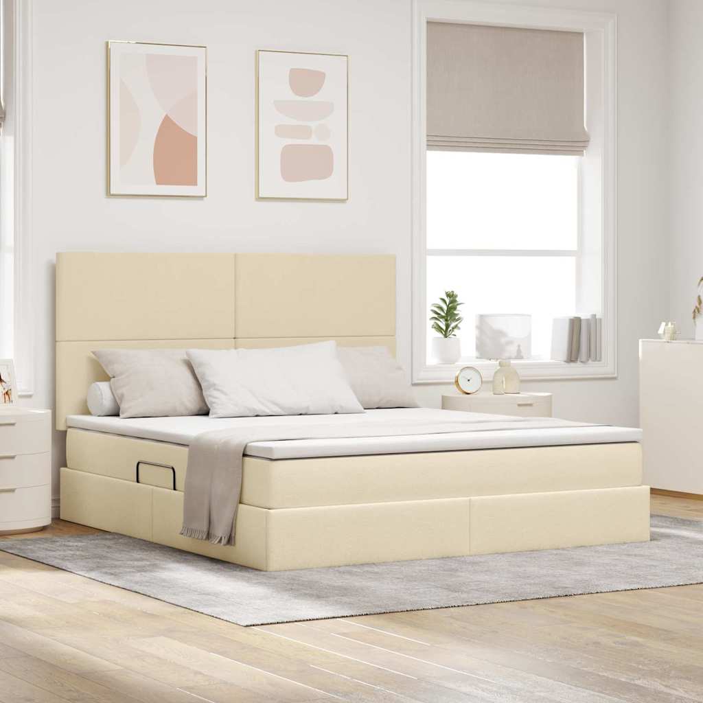 vidaXL Bed met LED -striplichten Lichtgrijs 120 x 200 cm Stof