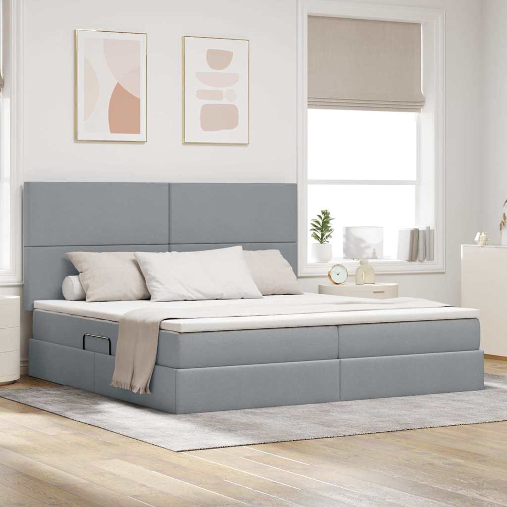 vidaXL Bed met LED -striplichten Lichtgrijs 120 x 200 cm Stof