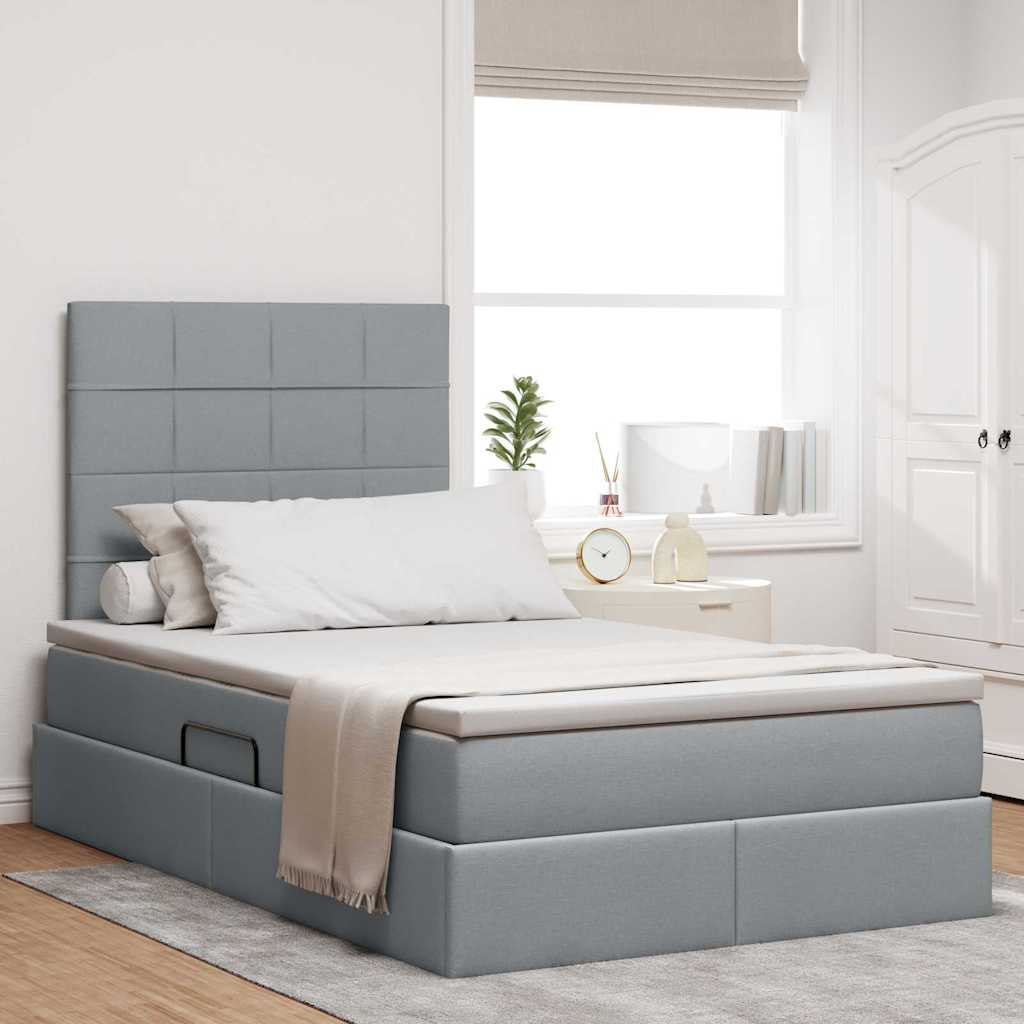 vidaXL Bed met LED -striplichten Lichtgrijs 120 x 200 cm Stof