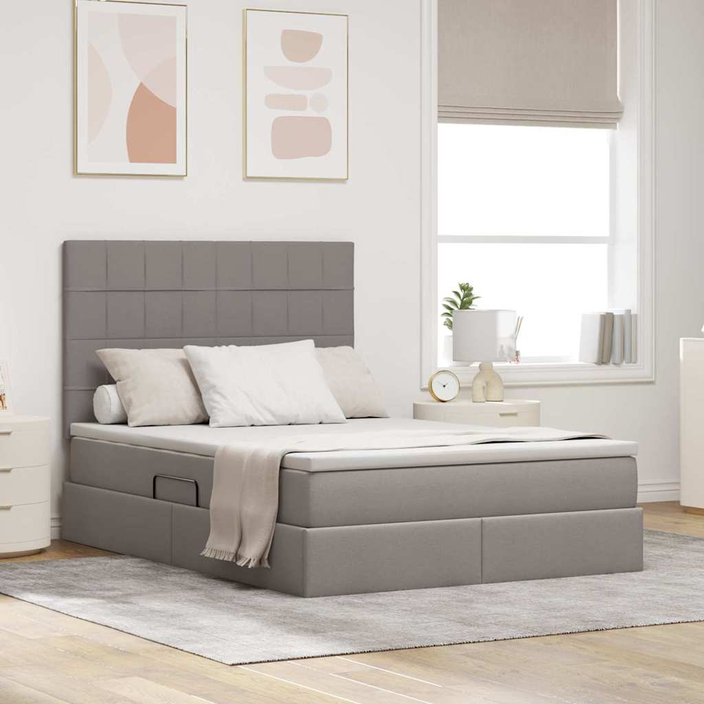 vidaXL Bed met LED -striplichten Lichtgrijs 120 x 200 cm Stof