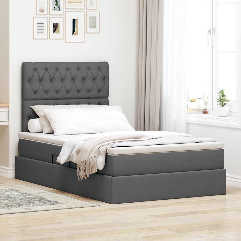 vidaXL Bed met LED -striplichten Lichtgrijs 120 x 200 cm Stof