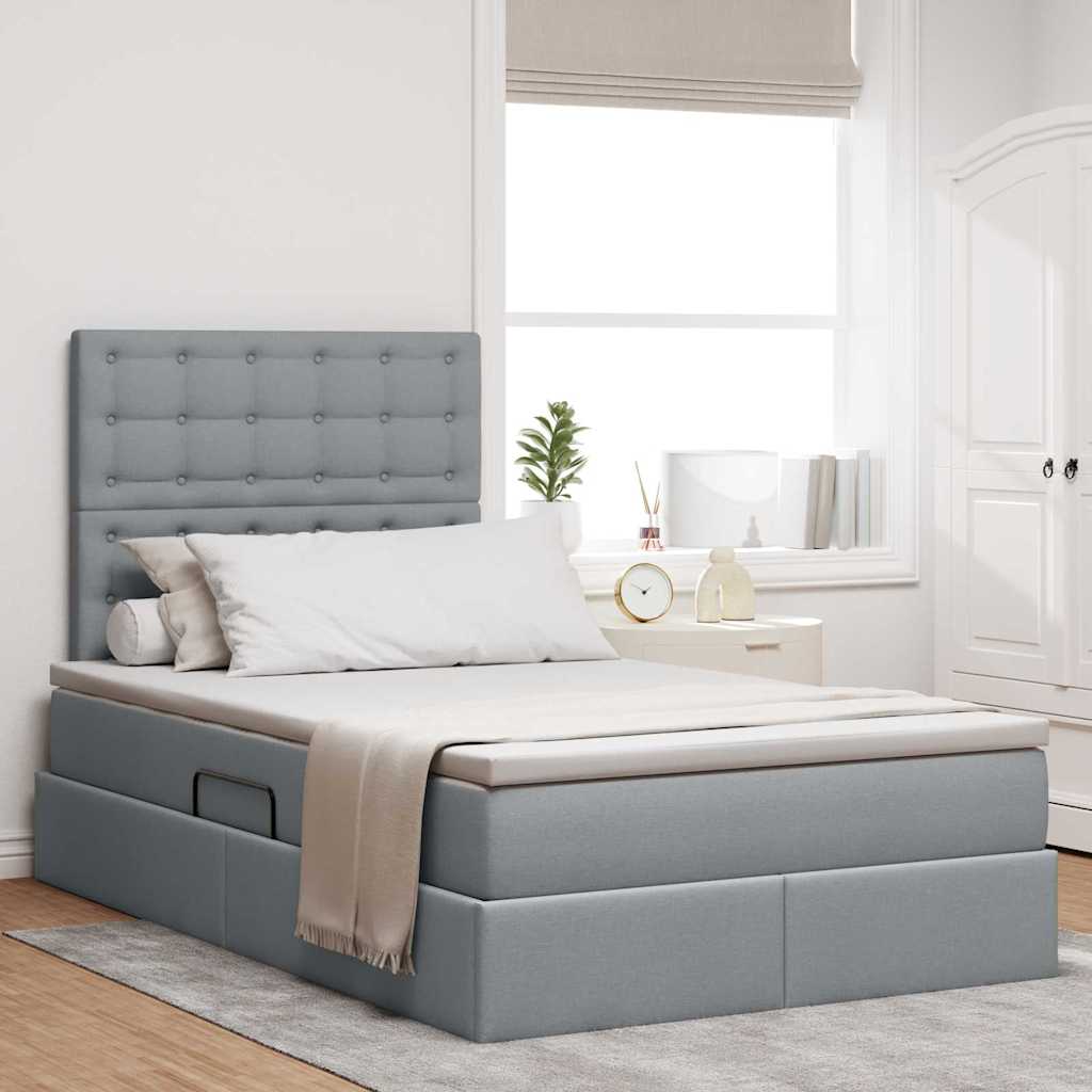 vidaXL Bed met LED -striplichten Lichtgrijs 120 x 200 cm Stof