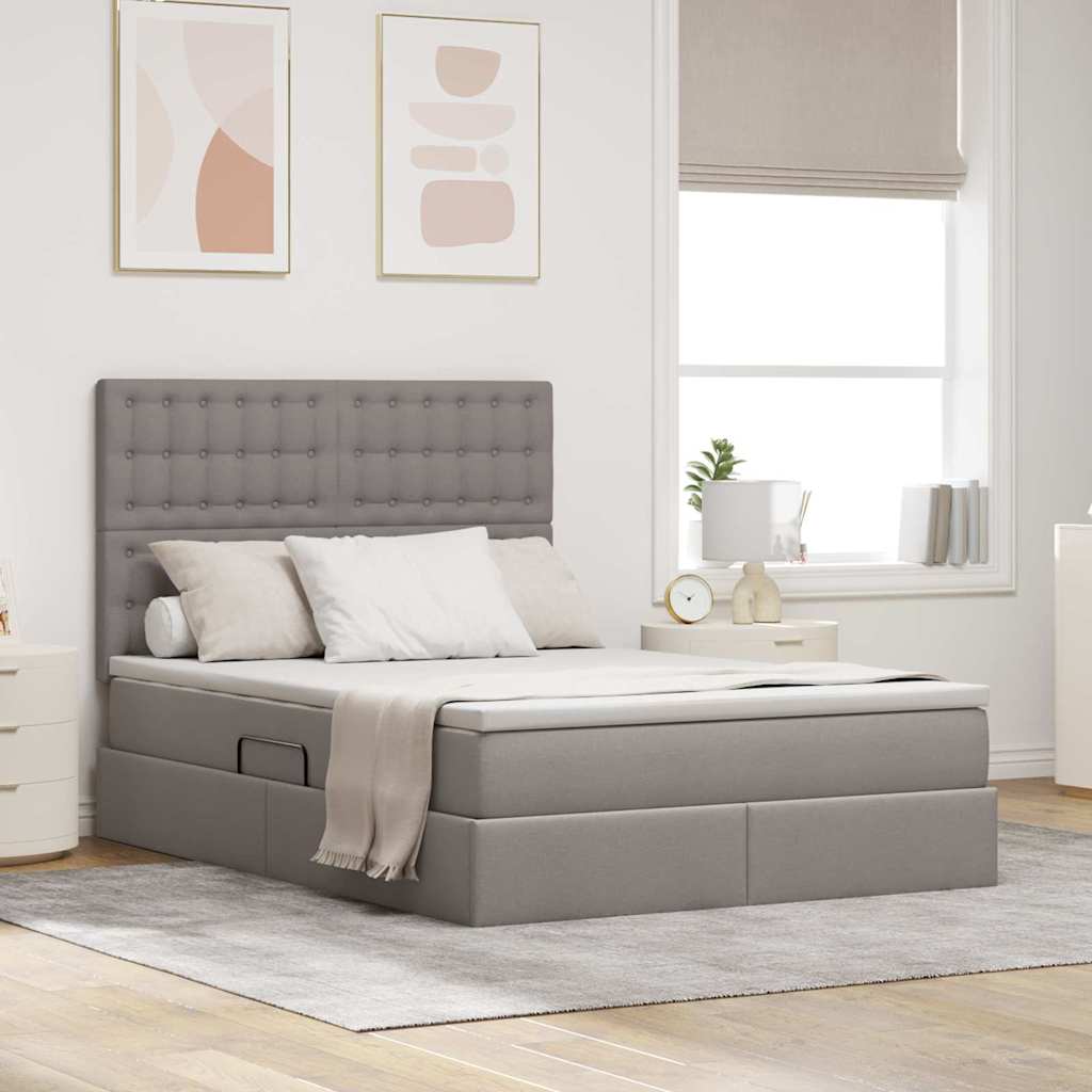 vidaXL Bed met LED -striplichten Lichtgrijs 120 x 200 cm Stof