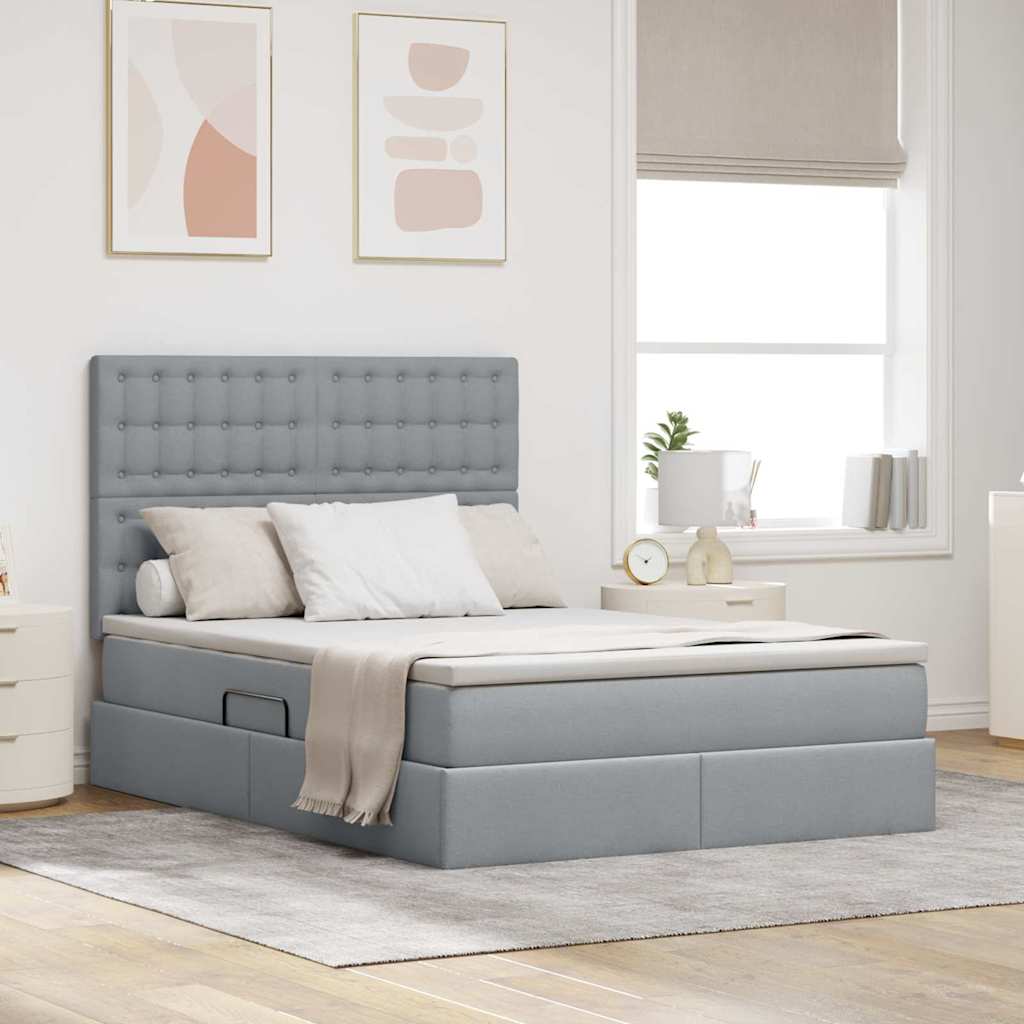 vidaXL Bed met LED -striplichten Lichtgrijs 120 x 200 cm Stof