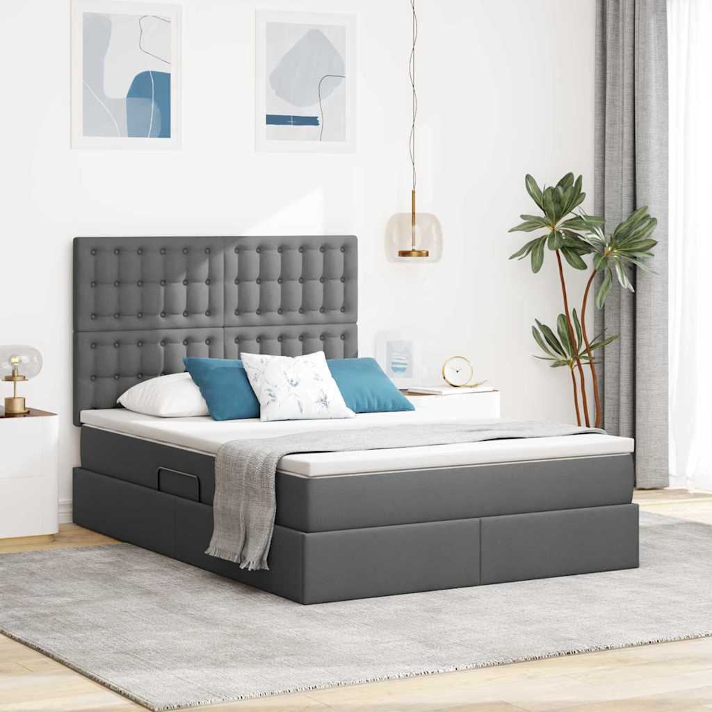 vidaXL Bed met LED -striplichten Lichtgrijs 120 x 200 cm Stof