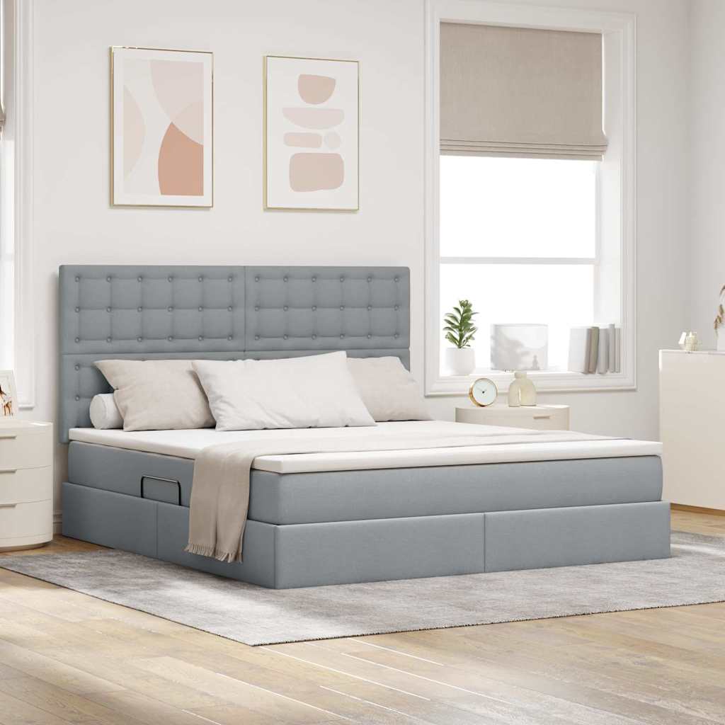vidaXL Bed met LED -striplichten Lichtgrijs 120 x 200 cm Stof