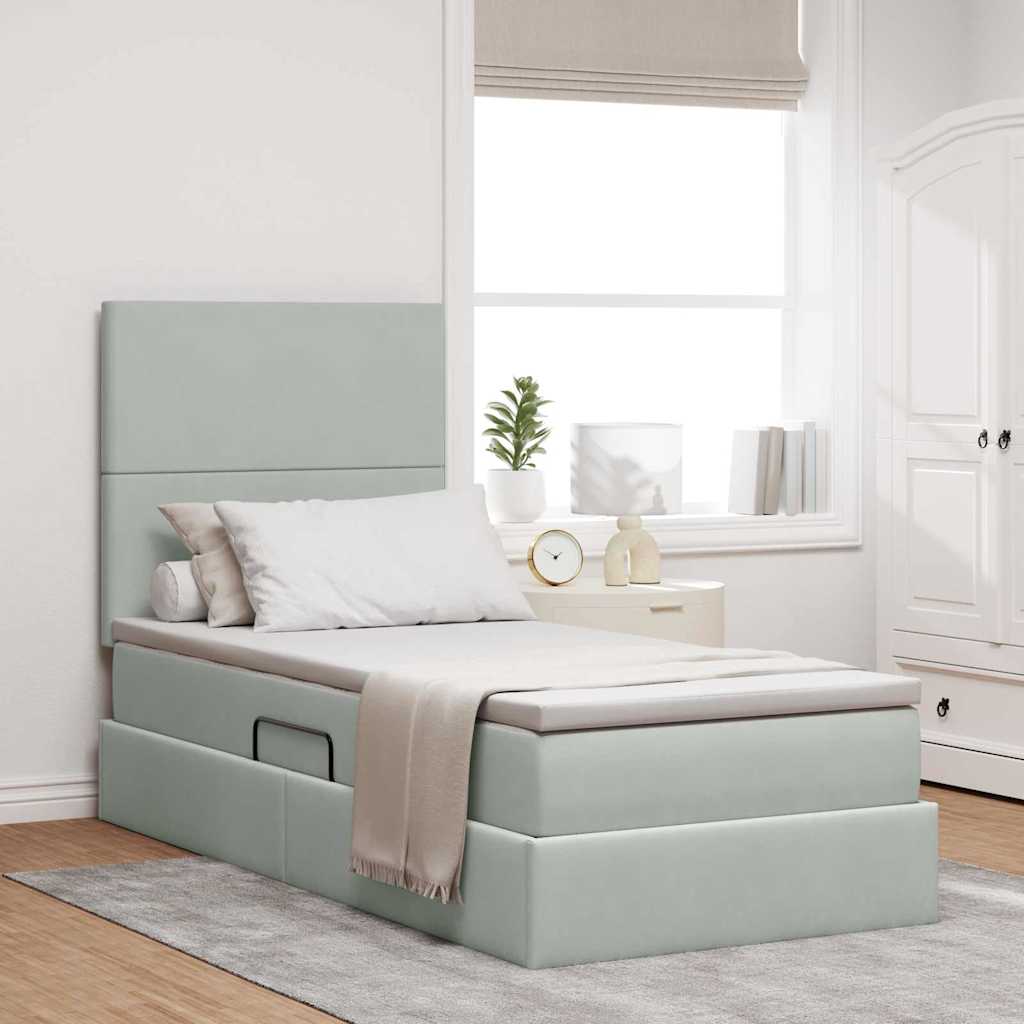 vidaXL Bed met LED -striplichten Lichtgrijs 120 x 200 cm Fluweel