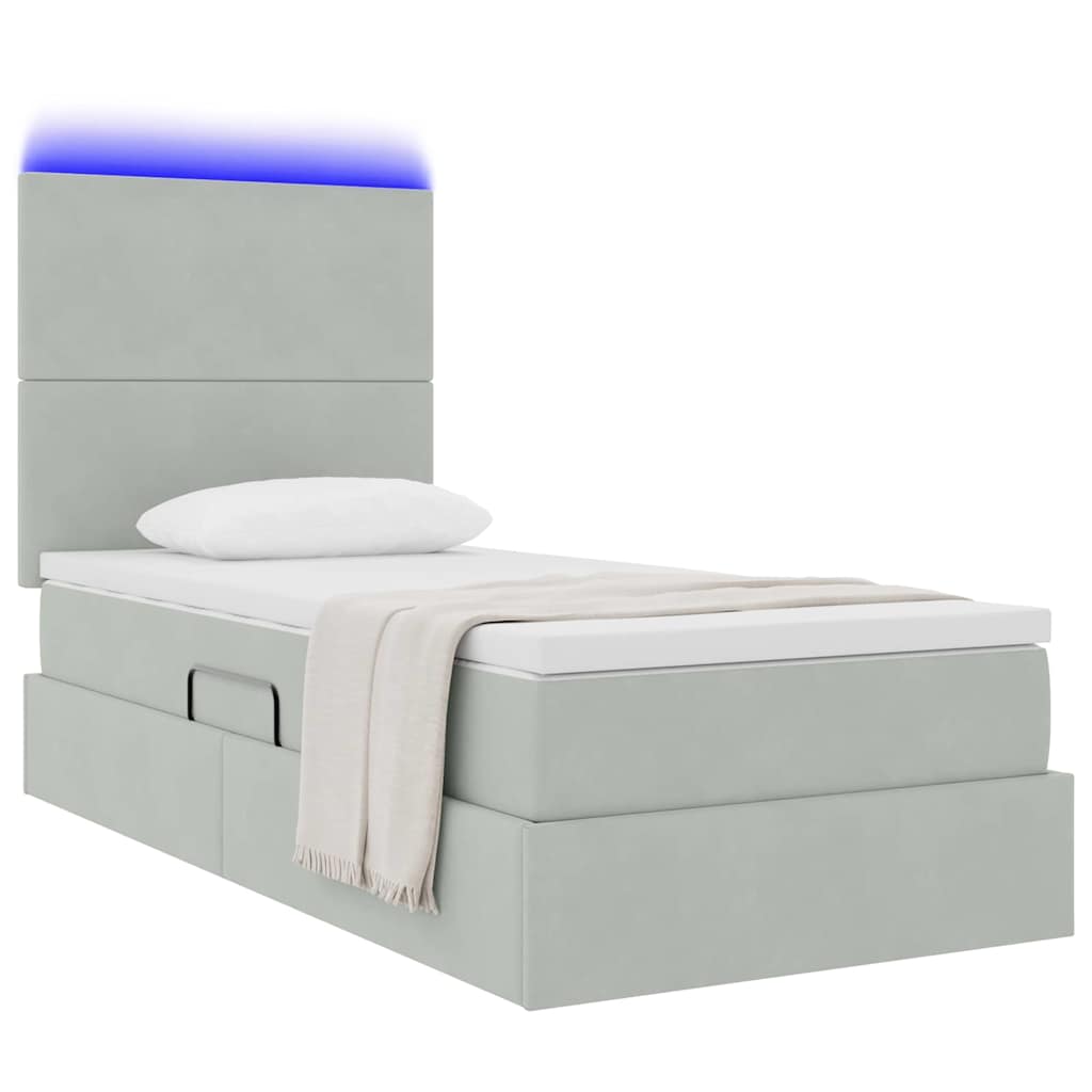 vidaXL Bed met LED -striplichten Lichtgrijs 120 x 200 cm Fluweel