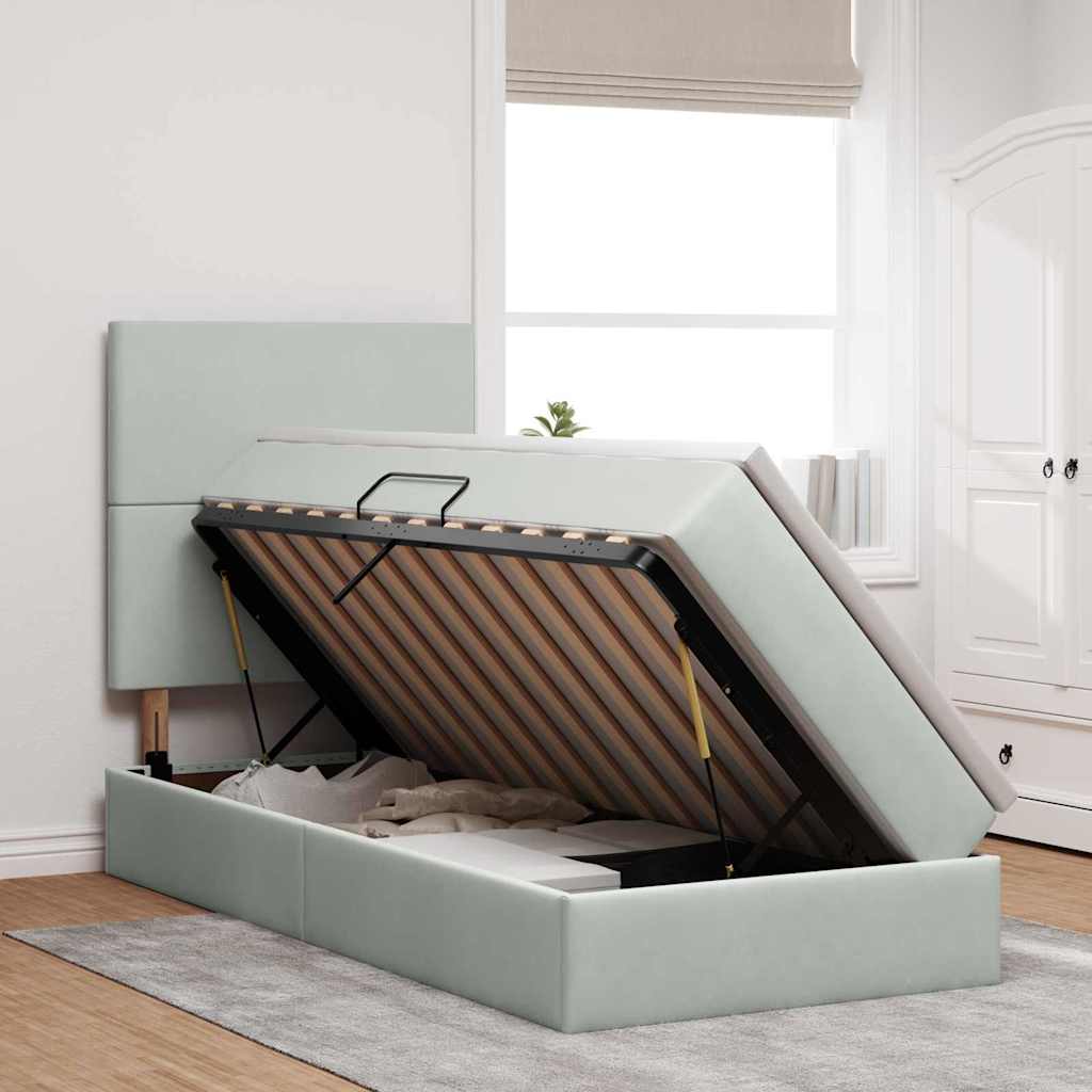vidaXL Bed met LED -striplichten Lichtgrijs 120 x 200 cm Fluweel
