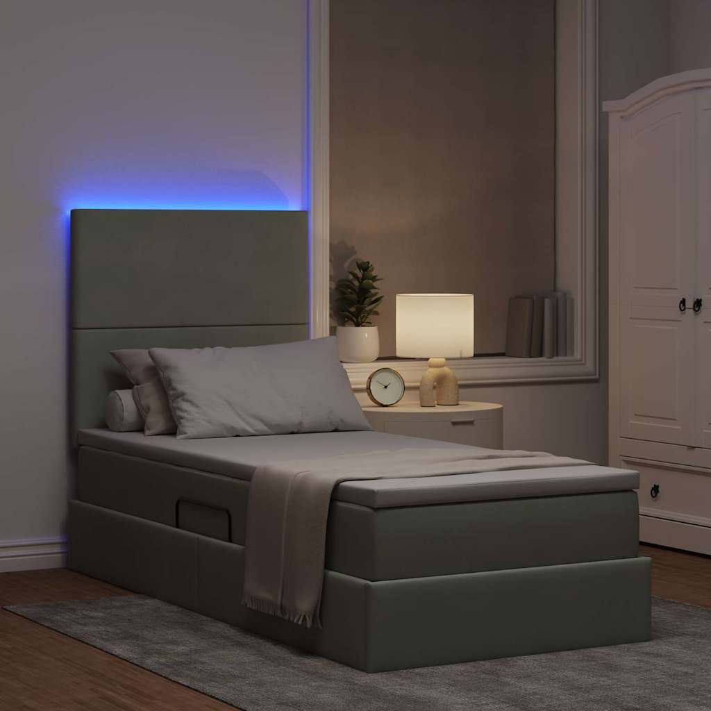 vidaXL Bed met LED -striplichten Lichtgrijs 120 x 200 cm Fluweel