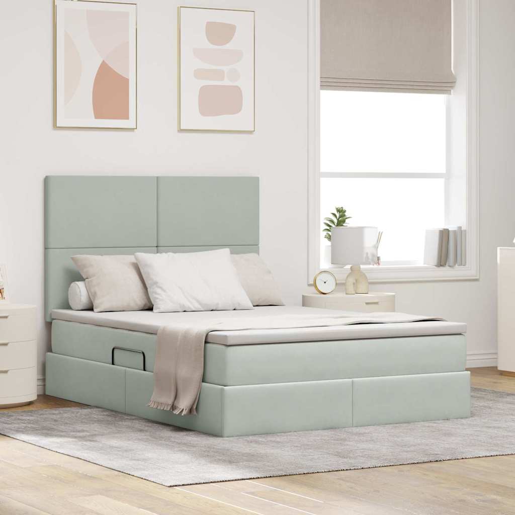 vidaXL Bed met LED -striplichten Lichtgrijs 120 x 200 cm Fluweel