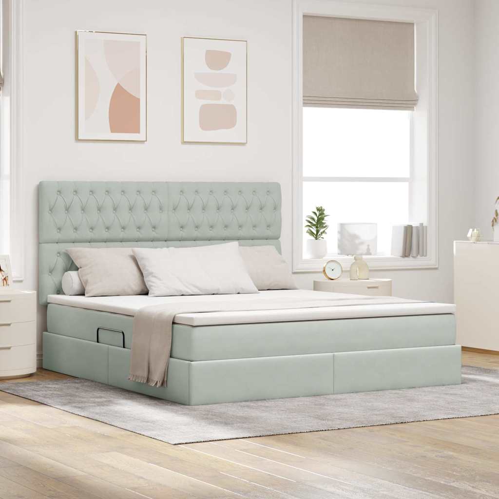 vidaXL Bed met LED -striplichten Lichtgrijs 120 x 200 cm Fluweel