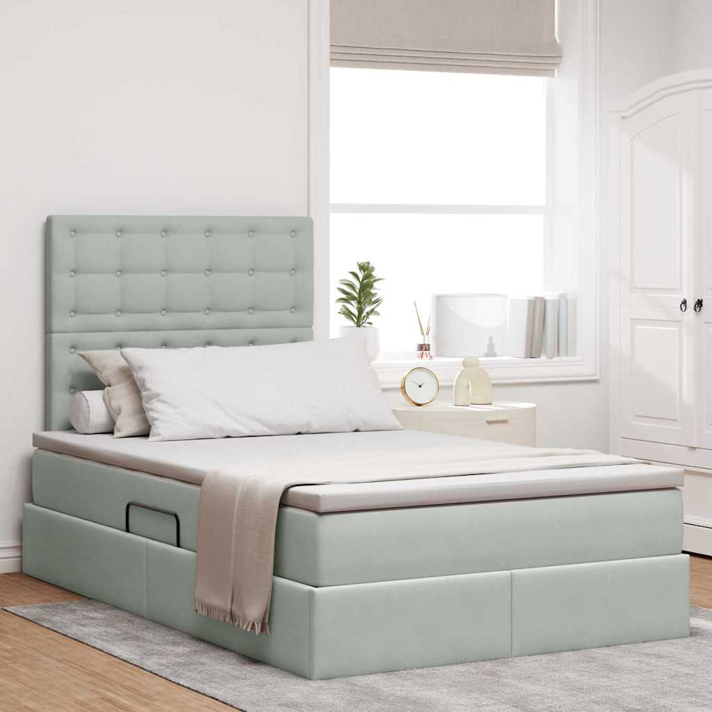 vidaXL Bed met LED -striplichten Lichtgrijs 120 x 200 cm Fluweel
