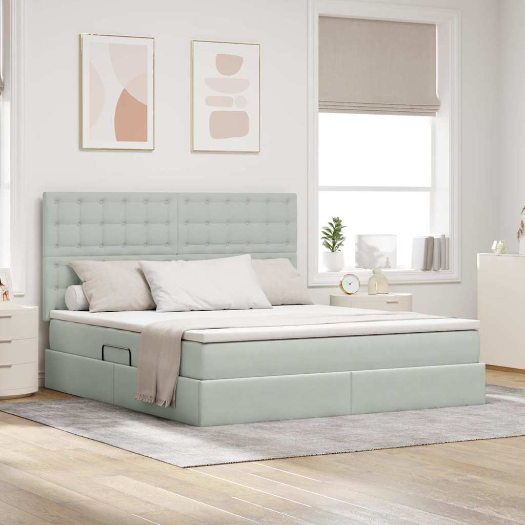 vidaXL Bed met LED -striplichten Lichtgrijs 120 x 200 cm Fluweel