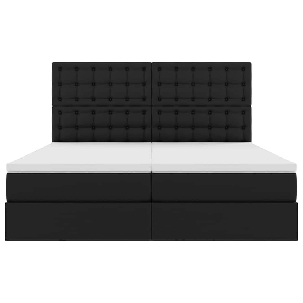 vidaXL Bed met LED -striplichten met hoofdeinde Zwart 200 x 200 cm PVC