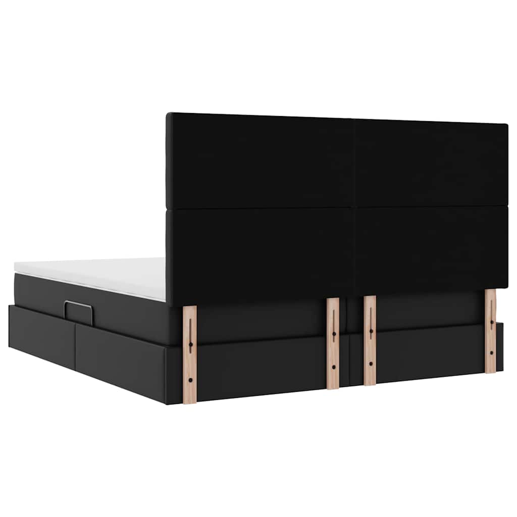 vidaXL Bed met LED -striplichten met hoofdeinde Zwart 200 x 200 cm PVC