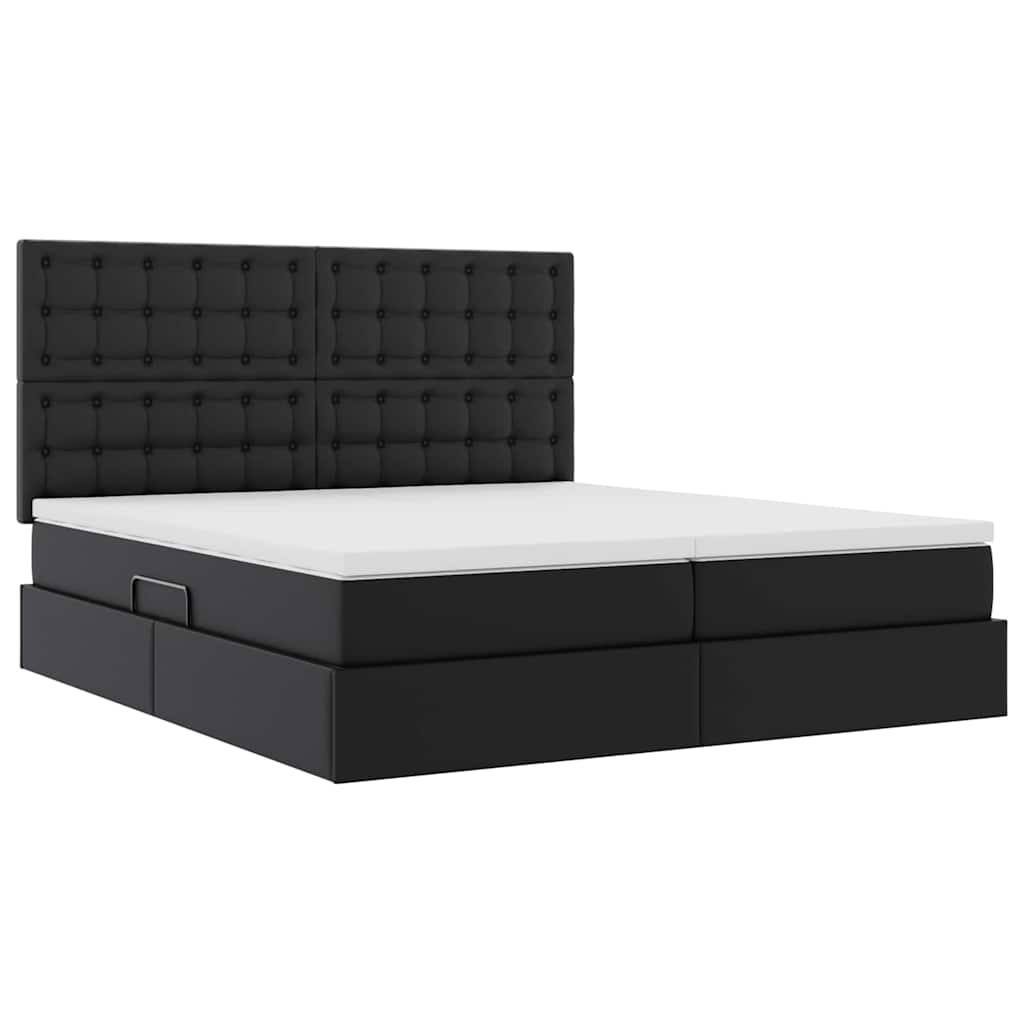 vidaXL Bed met LED -striplichten met hoofdeinde Zwart 200 x 200 cm PVC