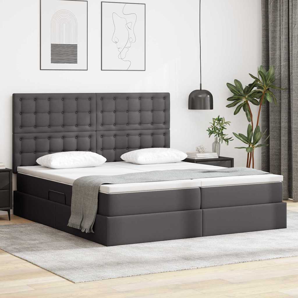 vidaXL Bed met LED -striplichten met hoofdeinde Zwart 200 x 200 cm PVC