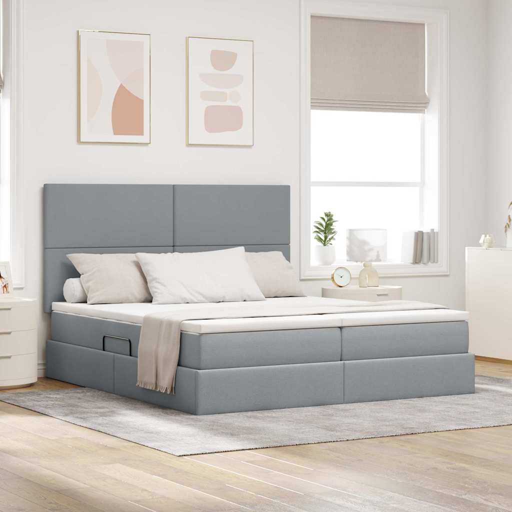 vidaXL Bed met LED-striplichten Lichtgrijs 200 x 200 cm Stof