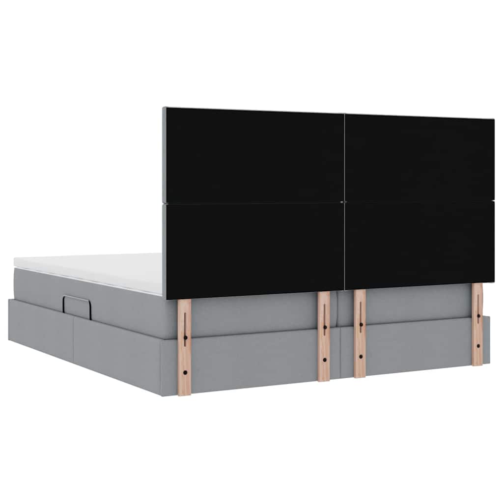 vidaXL Bed met LED-striplichten Lichtgrijs 200 x 200 cm Stof