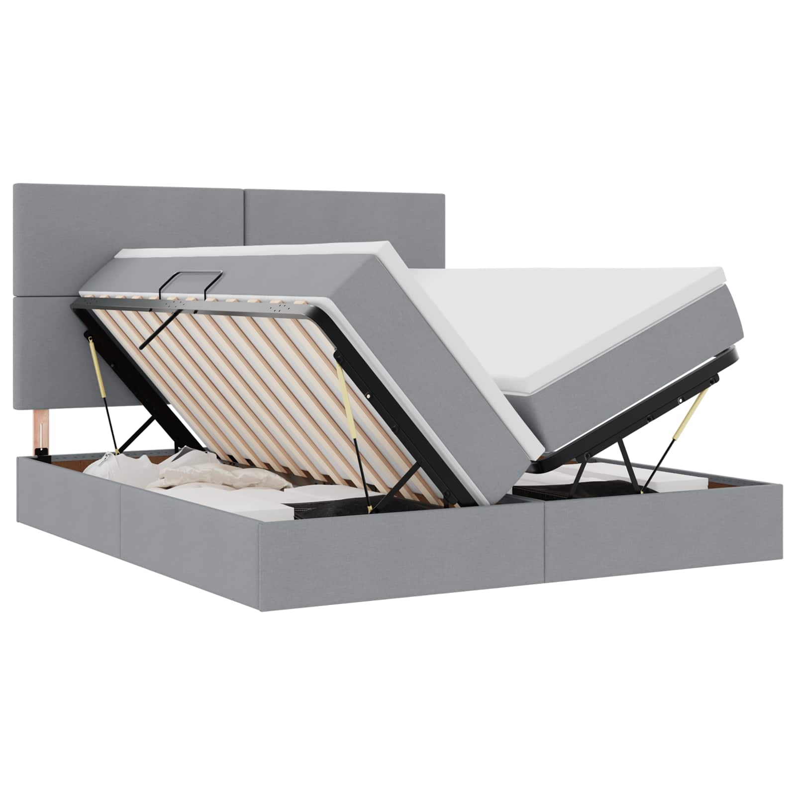 vidaXL Bed met LED-striplichten Lichtgrijs 200 x 200 cm Stof