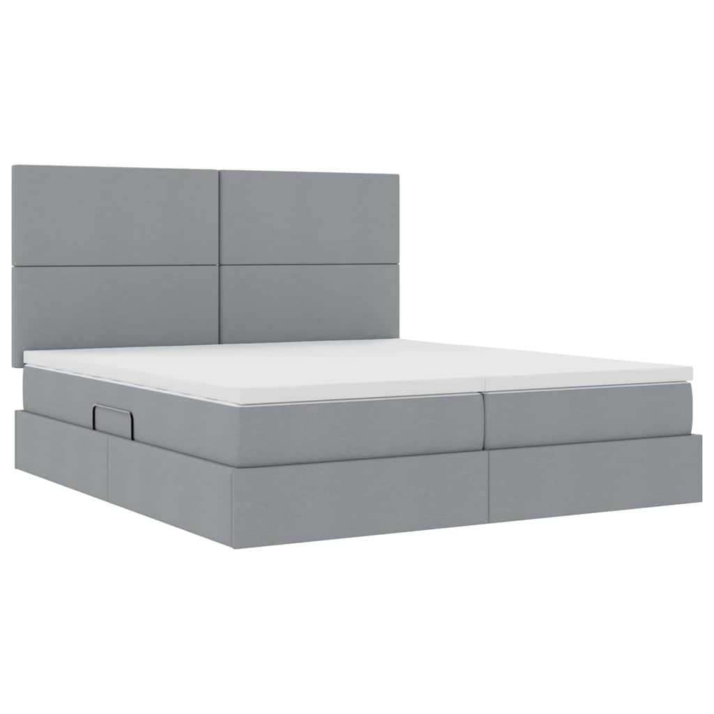 vidaXL Bed met LED-striplichten Lichtgrijs 200 x 200 cm Stof