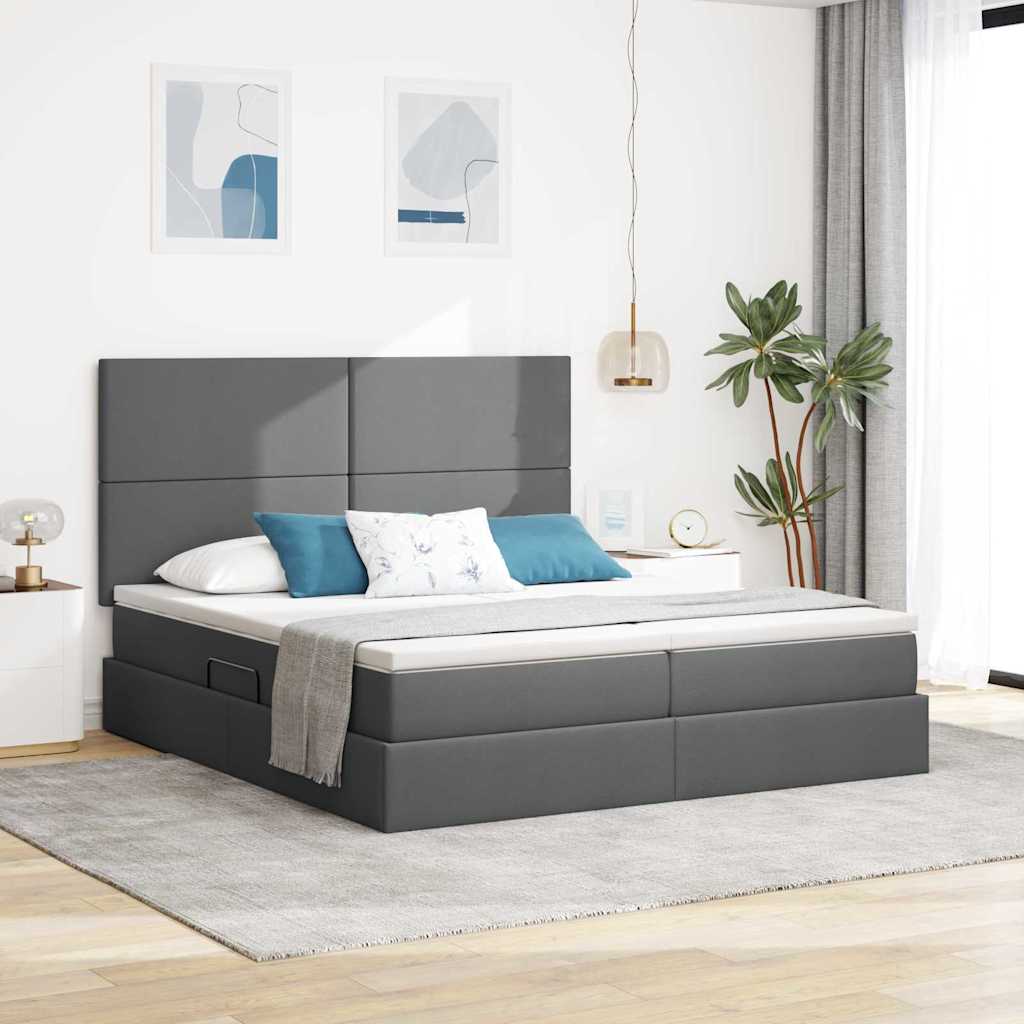 vidaXL Bed met LED-striplichten Lichtgrijs 200 x 200 cm Stof