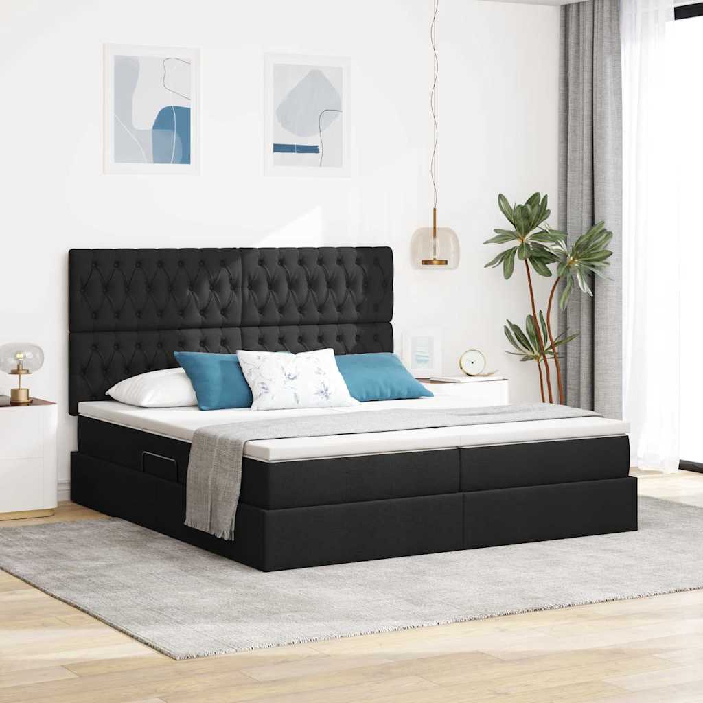 vidaXL Bed met LED-striplichten Lichtgrijs 200 x 200 cm Stof