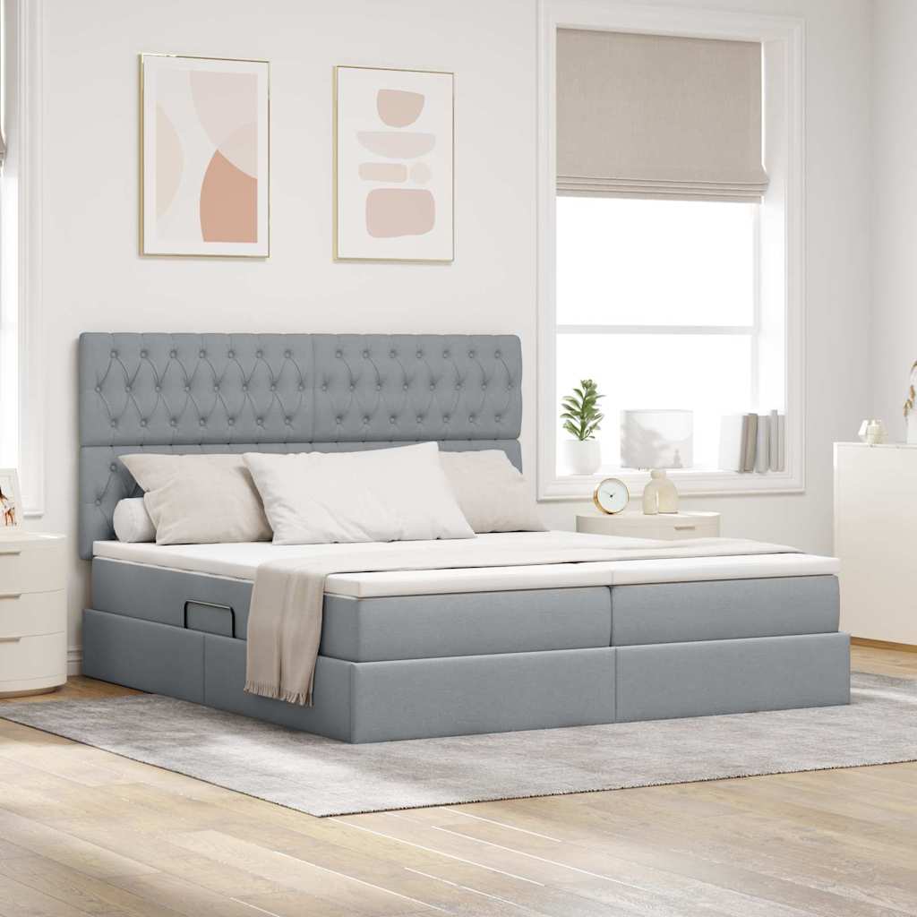 vidaXL Bed met LED-striplichten Lichtgrijs 200 x 200 cm Stof