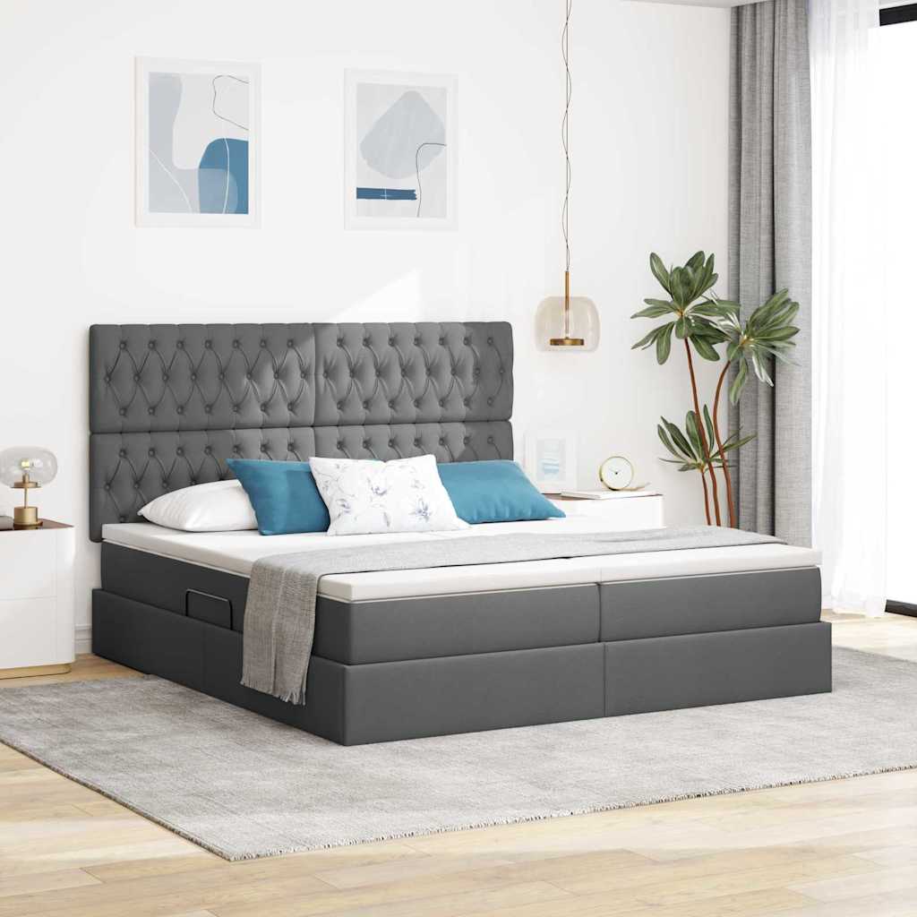 vidaXL Bed met LED-striplichten Lichtgrijs 200 x 200 cm Stof