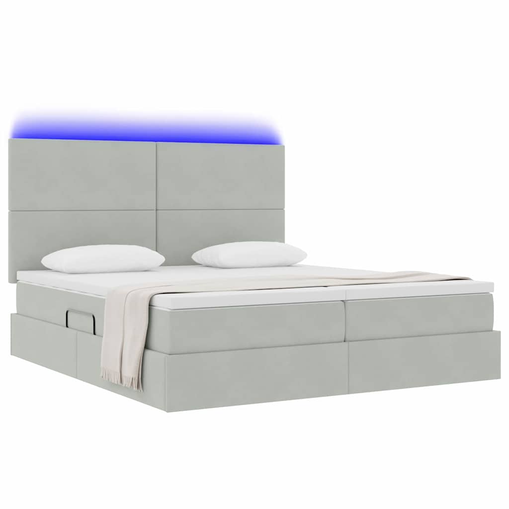 vidaXL Bed met LED-striplichten Donkergroen 180 x 200 cm Fluweel