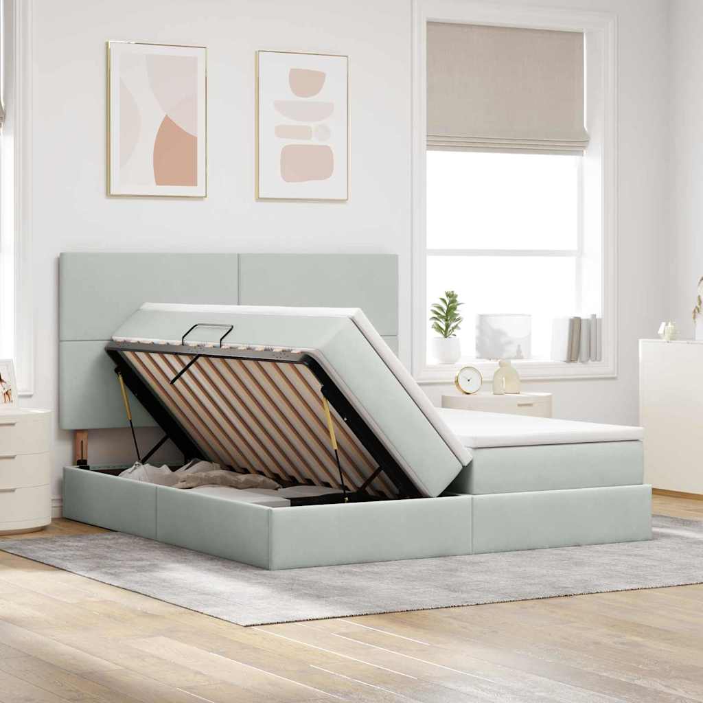 vidaXL Bed met LED-striplichten Donkergroen 180 x 200 cm Fluweel