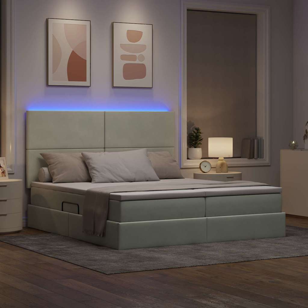 vidaXL Bed met LED-striplichten Donkergroen 180 x 200 cm Fluweel
