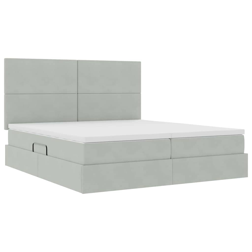 vidaXL Bed met LED-striplichten Donkergroen 180 x 200 cm Fluweel