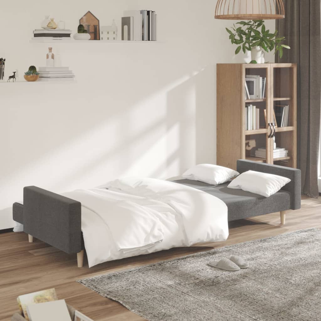 vidaXL Slaapbank 2-zits stof lichtgrijs