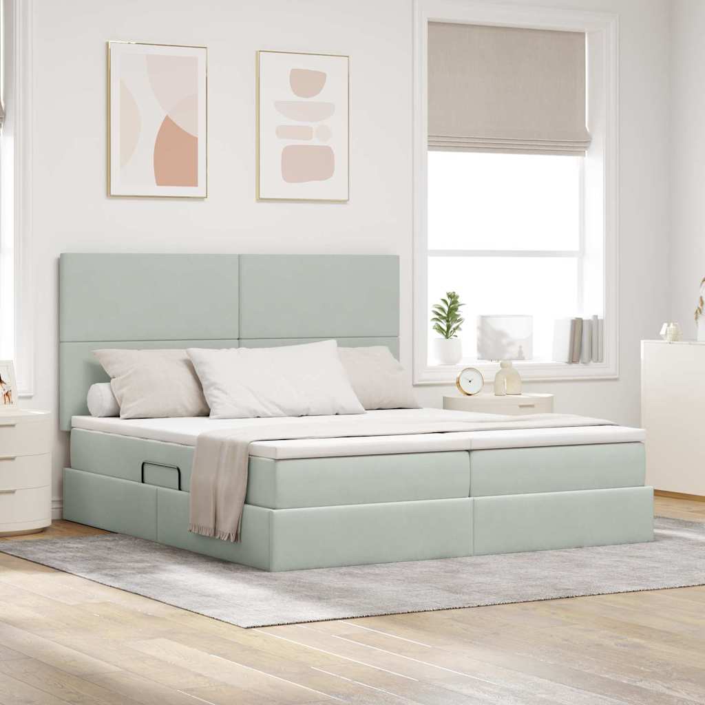 vidaXL Bed met LED-striplichten Donkergroen 180 x 200 cm Fluweel